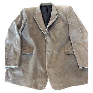 Unbranded blazer tan brown corduroy paisley lined jacket size 48-122 Xtall long